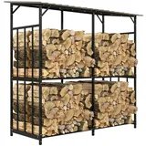 Outsunny Kaminholzregal außen, Holzunterstand 1,17 m3 Kaminholzlager mit Abdeckung, Belastbarkeit 100kg, Stahl, 186 x 75 x 185cm, Schwarz Metall, 75x185x186 cm, Kleinmöbel, Kamine - Zubehör, Kaminholzregale