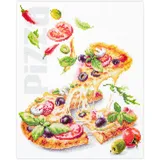 Magic needle Zweigart Edition, Kreuzstich Set Pizza Zählmuster, 23x27cm