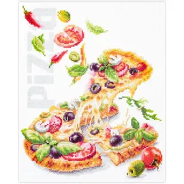 Magic needle Zweigart Edition, Kreuzstich Set Pizza Zählmuster, 23x27cm