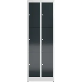Classix Schließfachschrank anthrazit, lichtgrau X-520328, 6 Schließfächer 59,0 x 50,0 x 180,0 cm