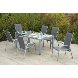 Garten-Essgruppe MERXX "Amalfi", silber (silber, grau), Polyester, Aluminium, Polyester, Sitzmöbel-Sets