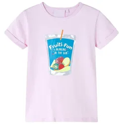 Kinder-T-Shirt Zartrosa 128 – Weich & mit fruchtigem Print - 128