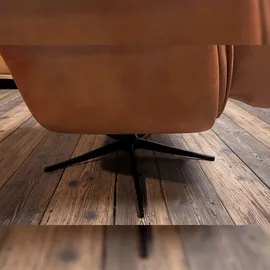 KAWOLA Relaxsessel JOSIANE Drehsessel Lederfaserstoff cognac mit Hocker