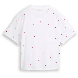 Tom Tailor T-Shirt mit Herz-Stickereien Weiß L