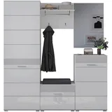 Carryhome Garderobe, Weiß, Weiß Hochglanz - 170x190x37 cm)