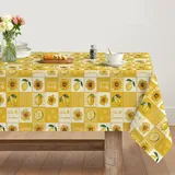 Artoid Mode Sonnenblumen Gelb Zitrone Floral Karierte Sommer Tischdecke 140x220 cm, Saisonnal Fleckschutz Tischwäsche Küche Dekoration Party Dekor
