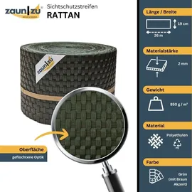 zaunzu® Sichtschutzstreifen Rattan 26 m grün