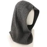 100% Kaschmir Kapuzen Schal für Damen Herren, Winter Warm Gestrickt Kapuzenmütze Loop Schals Kopftuch Halswärmer, Stilvolle Kaschmir Strick Beanie Hut Schal Set Winddichte Cap, Geschenk Dark Grey