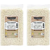 Oltresole, Artisanal Italian Arborio Rice, Großkörniger und stärkehaltiger Reis, ideal für Suppen, Risottos und Reissalate, vakuumverpackt in 2 x 1 kg Beuteln