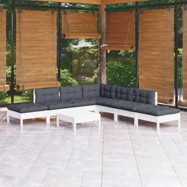 vidaXL Garten-Lounge-Set 8-tlg. mit Kissen weiß