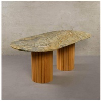 MAGNA Atelier Esstisch Montana mit Marmor Tischplatte, Küchentisch, Eichenholz Gestell, Dining Table 200x100x76cm bunt
