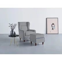 Home Affaire Ohrensessel Rhada, mit farblich abgesetztem Keder, B/T/H: 73/85/99 cm silberfarben