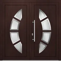 Kunststoff Doppel Haustür "BELINDA" 71 mm Mahagoni holzähnlich beidseitig innen öffnend DIN links