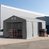 TOOLPORT Lagerzelt PVC 850 n grau wasserdicht Ganzjahreszelt mit Reißverschlusstor
