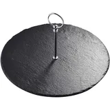 MALACASA, Serie Nature.Slate, Käseplatte 30 cm Durchmesser Rund Schieferplatten mit Griff Buffetplatte