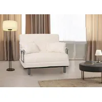 Mendler Schlafsessel HWC-K29, Klappsessel Schlafsofa Gästebett, Liegefläche 190x100cm, Stoff Bouclé (500g/m2) creme