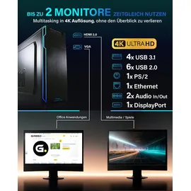 Greed Greed® Ultra V2 PC mit Intel Core i9 10900F - Schneller Rechner - Computer für Büro & Home Office mit 5,2 GHZ 32GB RAM/Arbeitsspeicher - 1TB SSD + 1 TB HDD - DVD+RW - WLAN, inkl Win 11 Pro