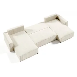 petits-meubles U-sofa 5-sitzig umbaubar Truhe Isaac Cord Blanc Cassé