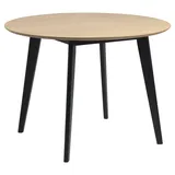 Actona Roxby, Rundform, Fester Tisch, Eiche, Gummibaumholz, 4 Bein(e), Schwarz - Schwarz