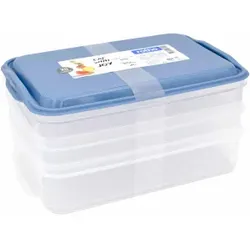 Rotho RONDO Foodcenter, blau, Frischhaltedose hilft Lebensmittel frisch aufzubewahren, 1 Set = 2 x 0,75 Liter + 1 x 1,35 Liter