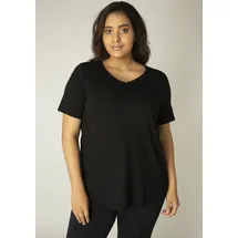 Base Level Curvy "Alba", Damen, Gr. 54 (56), schwarz, Single Jersey, Obermaterial: 94% Viskose, 6% Elasthan, unifarben, figurumspielend hüftlang, V-Ausschnitt, abgesteppt, Shirts T-Shirt, mit V-Ausschnitt, Topseller