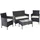 Mendler Poly-Rattan Garten-Garnitur HWC-D82, Sitzgruppe Lounge-Set ~ schwarz mit Kissen creme