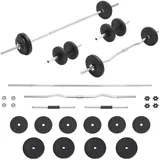 vidaXL Langhantel- und Kurzhantel-Set 30 kg schwarz