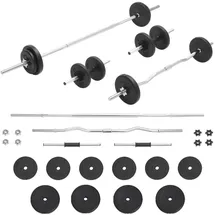 vidaXL Langhantel- und Kurzhantel-Set 30 kg schwarz