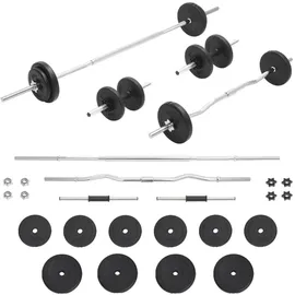 vidaXL Langhantel- und Kurzhantel-Set 30 kg schwarz