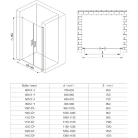 SoGood doporro Duschtür Nischentür dusche Duschabtrennung Duschkabine 80cm Nischendrehtür 195cm ESG-Sicherheitsglas satiniert Drehtür mit Hebe- und Senkmechanismus Teramo24vs