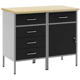 vidaXL 2-teiliges Werkstattschrank-Set in Schwarz und Grau aus Holzwerkstoff und Stahl