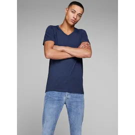 JACK & JONES T-Shirt Basic V-Neck in blauem Navy-S