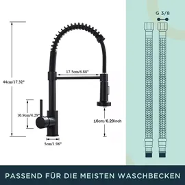 hottist Wasserhahn Küche Hochdruck Schwarz