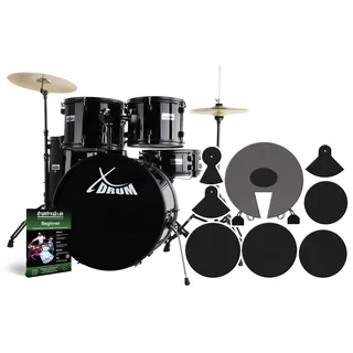 XDrum Rookie 20" Studio Schlagzeug Black plus Dämpferset