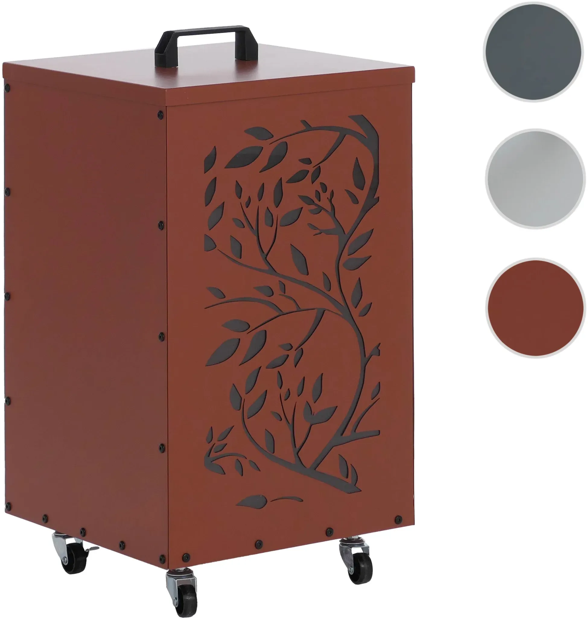 Pelletbehälter HWC-Q30 Ranken, Pelletbox Aufbewahrungsbox für z.B. Tierfutter, Rollen Füße 64x36x36cm ~ kupferfarben