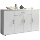 moebel-dich-auf Sideboard Kommode LILLY 13 in weiß matt mit 4 Türen, 1 Schubkasten und 3 Regalböden, 117 cm breit