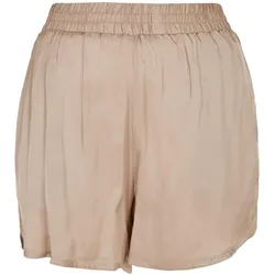 Shorts URBAN CLASSICS "Urban Classics Damen Ladies Viscose Satin Resort Shorts", Damen, Gr. 4XL, US-Größen, grau (softtaupe), 100% Viskose, unifarben, relaxed fit, Hosen