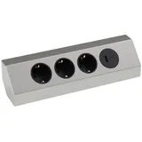 Kalb Material Für Möbel kalb | Ecksteckdose Edelstahl Dreiecksteckdose Mehrfachsteckdose zum Nachrüsten 3x 230VAC Steckplätze 1Steckplatz mit 15,5W USB Anschluss silber/schwarz