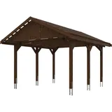 SKANHOLZ Einzelcarport SKANHOLZ "Wallgau" Carports Gr. B/H/T: 430 cm x 215 cm x 500 cm, braun (nussbaum) Carports