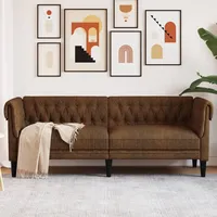 vidaXL Chesterfield-Sofa 3-Sitzer Braun Stoff - Braun