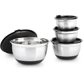 Relaxdays Schüssel-Set BOWLY silber 4-tlg., 4 St.