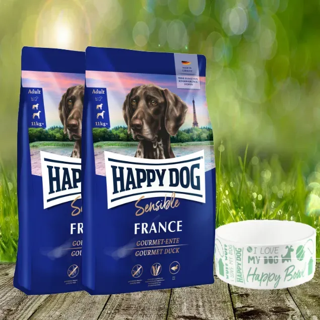 Happy Dog Sensible France 2 x 11 kg + Happy Dog Futternapf *geschenkt*