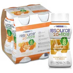 resource® 2.0 + fibre Aprikose | Hochkalorische Trinknahrung mit Ballaststoffen Aufbaukost bei Mangelernährung Flüssigkeit 4x200 ml 4x200 ml Flüssigkeit