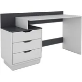 byLIVING Schreibtisch BELFAST, Breite 138, cm weiß/anthrazit, 3 Schubkästen