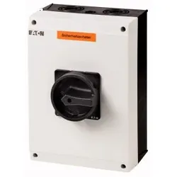 Eaton 207290 Sicherheitsschalter, T5, 100 A, 6-polig, 2 Schließer, HALT-Funktion, mit schwarzem Drehgriff und Sperrkranz, abschließbar in