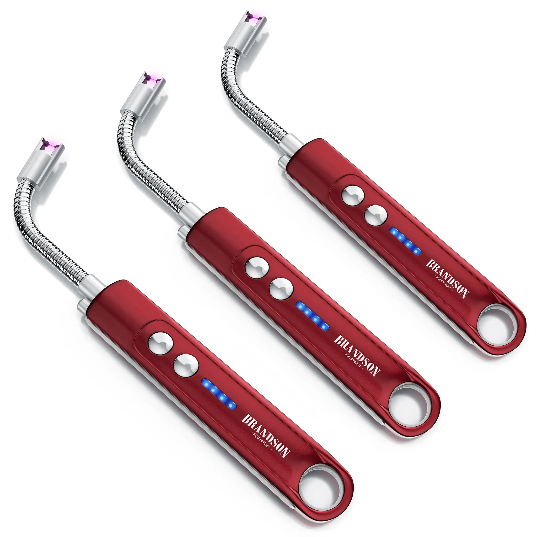 USB Lichtbogen Stabfeuerzeug Rot 3er-Set