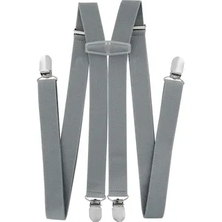 axy Hosenträger 4 Stabile Clips H-Form 2,5cm Breit verstellbar und elastisch 120cm Lang - Grau
