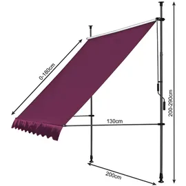 Quick Star Klemmmarkise 200 x 130 cm rot