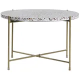miliboo Beistelltisch rund Terrazzo und goldfarbenes Metall D55 cm MEZZO