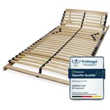 Sleepneo Lattenrost, Buche, Holz, 7-Zonen, 90x190 cm, Hergestellt in Deutschland, Blauer Engel, TÜV Süd, Federholzleisten verleimt, Federleisten mit Duokappen, individuelle Liegehärteeinstellung, Mittelgurt, verstellbar, Schlafzimmer, Lattenroste